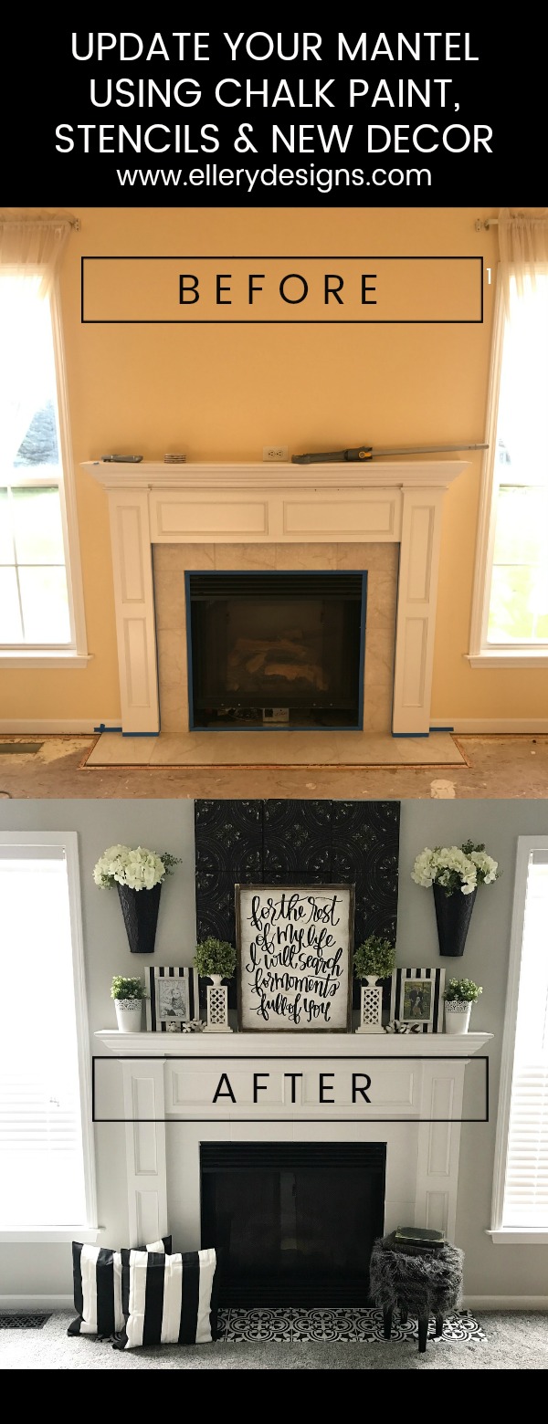 Fireplace Makeover Stencil Tile Using Chalk Paint Ellery Designs