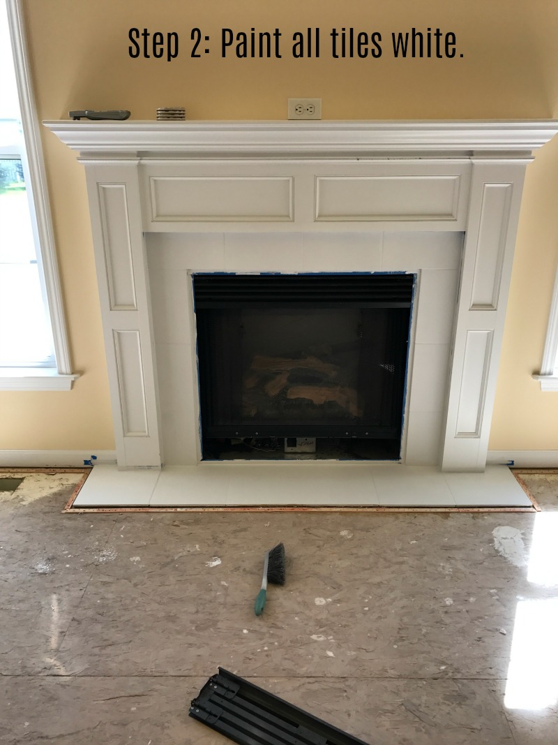 Fireplace Makeover Stencil Tile Using Chalk Paint Ellery Designs