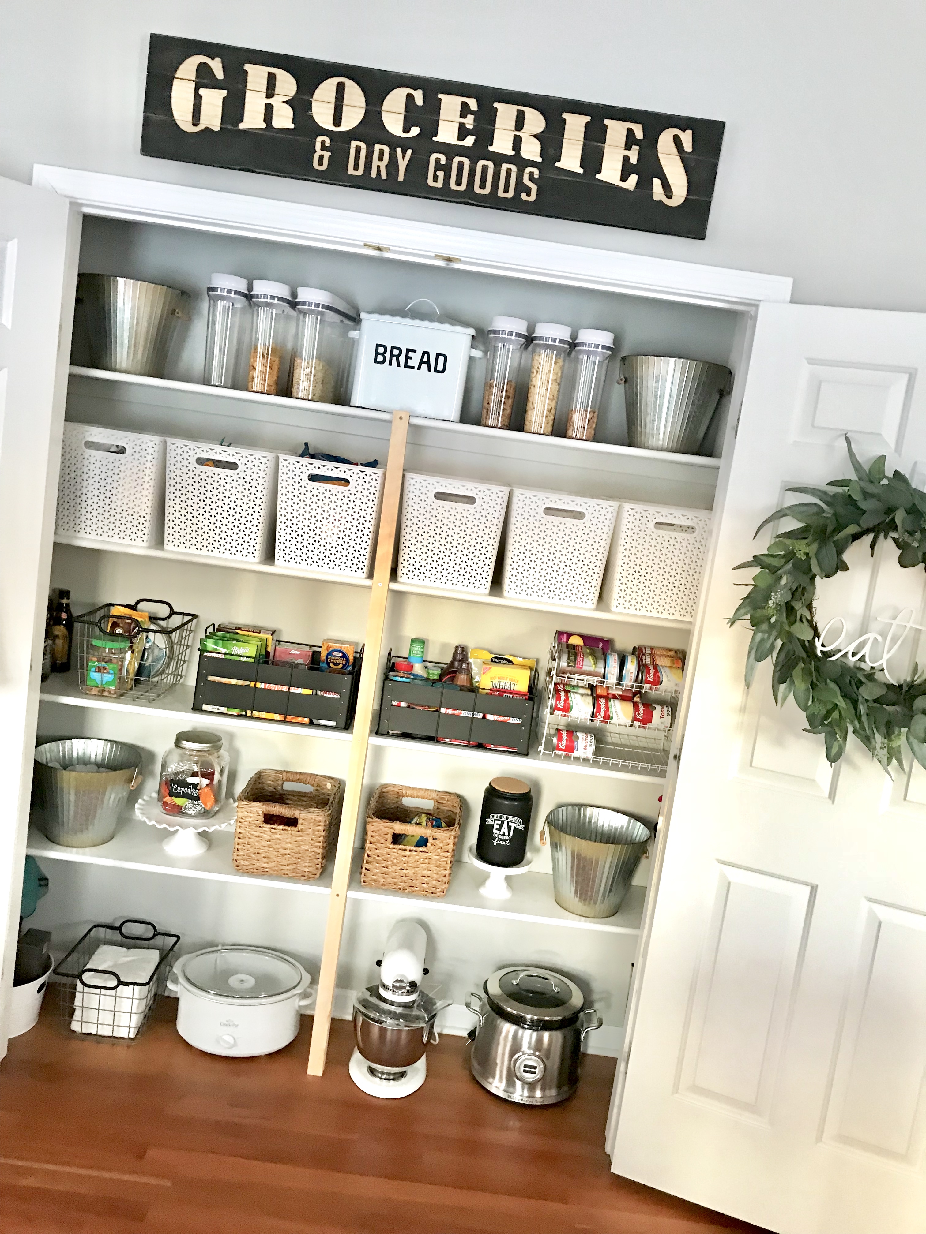 Our Farmhouse Pantry Organization Reveal!  Pantry design, Pantry remodel,  Pantry decor