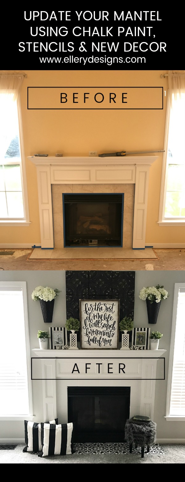 Fireplace Makeover Stencil Tile Using Chalk Paint Ellery
