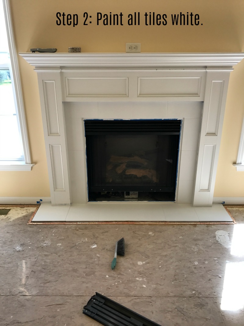 Fireplace Makeover Stencil Tile Using Chalk Paint Ellery